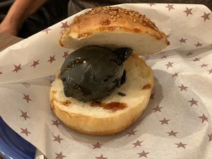 Fried ice cream burger at Premarché Alternative Diner in Kyoto