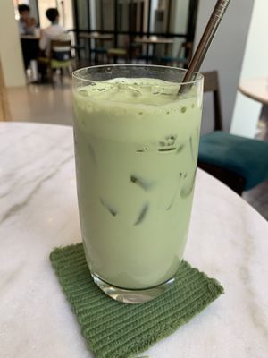 Iced matcha  at The Flock Cafe in Siem Reap