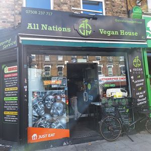Outside at All Nations Vegan House in North London