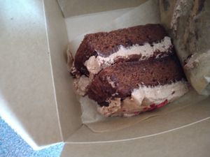 Turkish Delight cake (to take away) at Scarthin Books Cafe in Cromford