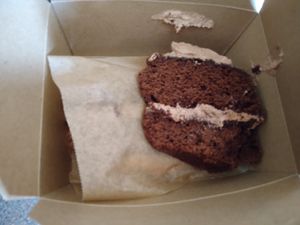 Chocolate cake (to take away) at Scarthin Books Cafe in Cromford