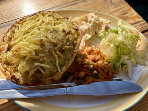 Homity pie  at Scarthin Books Cafe in Cromford