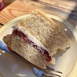 Victoria sponge ❤️  at Scarthin Books Cafe in Cromford