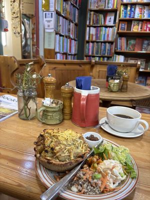 Vegan homity pie  at Scarthin Books Cafe in Cromford