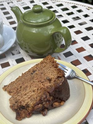 Date and walnut cake  at Scarthin Books Cafe in Cromford
