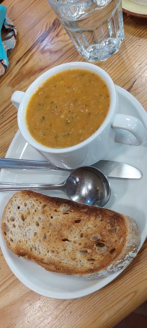 Farmers soup at Scarthin Books Cafe in Cromford