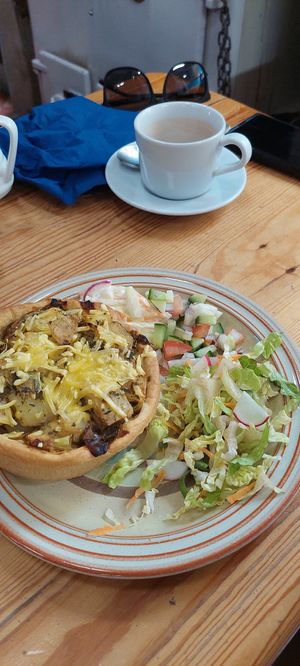 Homity pie at Scarthin Books Cafe in Cromford