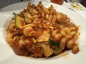 Cavatappi pasta with diced squash and herbs   at Food 101 in Gettysburg