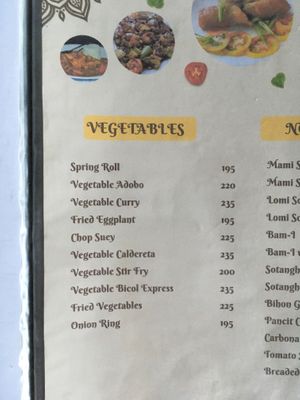 Menu as of November 2023  at Bakhaw Kiwi in Cebu