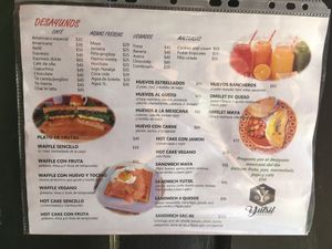 Menu at Yutsil Cafe Boutique in Valladolid