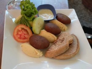 Falafel at Banana's Adventure Hostel in Huacachina