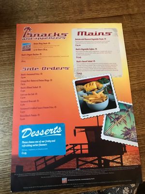 Vegan menu at Huck's in Brandon