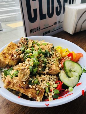 Tofu rice bowl   at Dumplings of Fury in Seattle