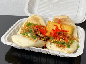 tofu bao (takeout) at Dumplings of Fury in Seattle
