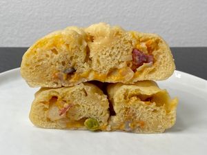 potato curry humbao (plated at home) at Dumplings of Fury in Seattle