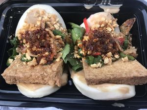 Fresh tasty vegan bao. Yummy!  at Dumplings of Fury in Seattle