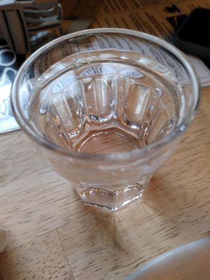 Glass of water (January 2024) at Sophie's in Aberystwyth