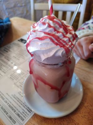 Strawberry vegan milkshake (February 2025) at Sophie's in Aberystwyth
