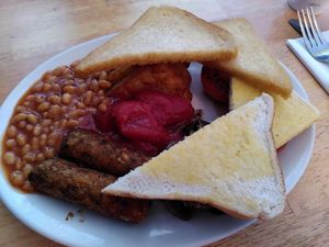 Monster vegan breakfast (May 2025) at Sophie's in Aberystwyth