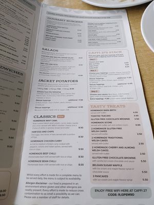 New menu page 2 (March 2026) at Sophie's in Aberystwyth