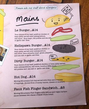 The menu page 1  at Le Pub in Newport