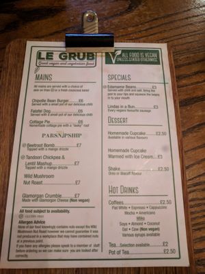Menu at Le Pub in Newport