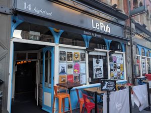 Outside at Le Pub in Newport