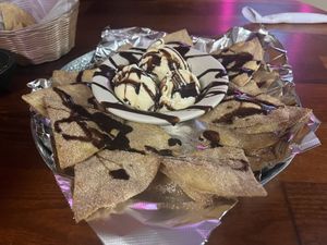 Buñuelos (ice cream is not vegan 😢)  at Cocina Michoacana in Oakdale