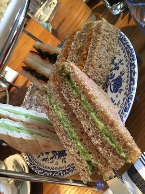 Vegan sandwiches. Flavours: avocado; cucumber; mushroom pate; smokey houmous with beetroot and rocket; caramelised carrot chutney.  at 60 Hope Street in Liverpool