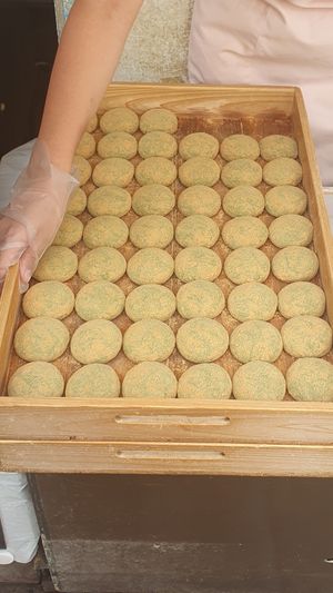 Their freshly made (and warm) rice cake at Nakatanidou in Nara