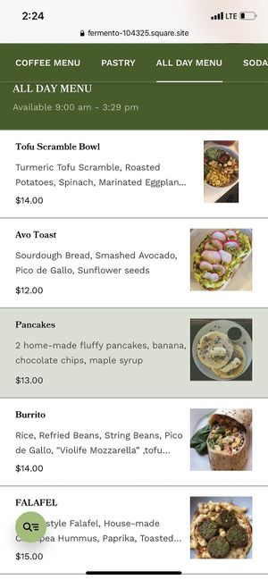 Menu   at Fermento in Long Beach