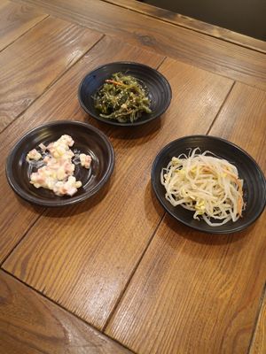 Side dishes (really nice) at Dubuga Tofu Go - Bibimbap Restaurant - 두 부가 in Busan