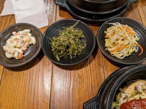 Side dishes at Dubuga Tofu Go - Bibimbap Restaurant - 두 부가 in Busan