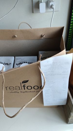 How they pack when you arrange for Grab pickup and order via viber. at Real Food in Metro Manila