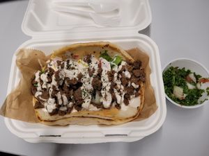 Gyro with a kale salad at The Reizod Vegan Experience in Columbia