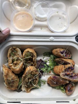 Philly Cheese Eggrolls and Spring Rolls.                   😋🤤  at The Reizod Vegan Experience in Columbia