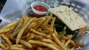 Vegan burger and fries at The Reizod Vegan Experience in Columbia