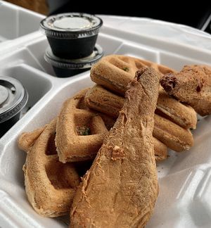 Chicks and waffles at The Reizod Vegan Experience in Columbia