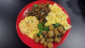 Fried Okra, Coleslaw, Potatoes, and Mac and Cheese at The Reizod Vegan Experience in Columbia