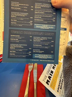 Vegan menu Nov 2024  at The Pancake House - Center Parcs in Warminster