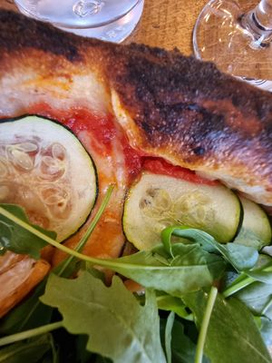 Close up of vegan cheese at Mister Pizza - Duomo in Florence