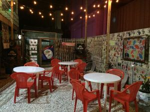 Nice outdoor courtyard to enjoy a drink or appetizers at Iguana Juan's in San Pedro