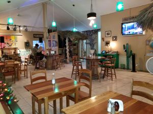 Sitting area at Iguana Juan's in San Pedro