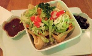 Vegetarian Stuffed Fry Jacks at Iguana Juan's in San Pedro