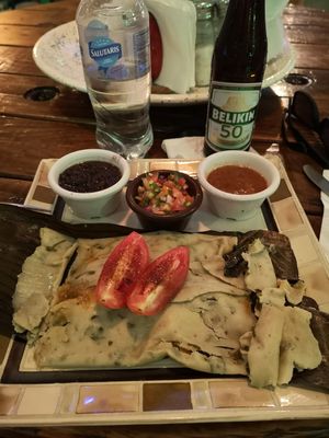 Vegan Chaya Tamales at Iguana Juan's in San Pedro