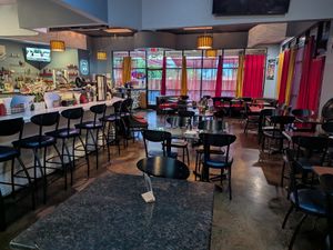Dining area and bar at Blufin Sushi in Fresno