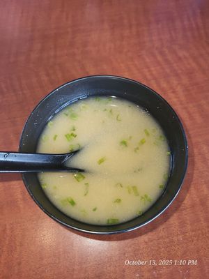 Vegan miso soup at Blufin Sushi in Fresno