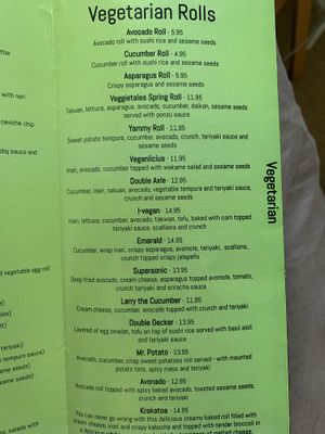 Vegetarian Menu Pt. 4 at Blufin Sushi in Fresno
