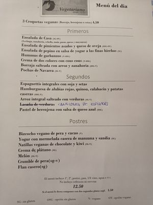 Menú at Sarasate in Pamplona