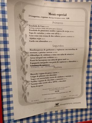 Menú del día 12/12/21 at Sarasate in Pamplona